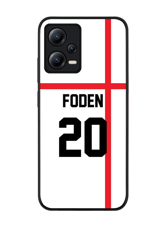 Stylizedd Rugged Black edge case for Poco X5 / Redmi Note 12 5G Slim fit Soft Case Flexible Rubber Edges Anti Drop TPU Gel Thin Cover-England Player Name - Foden - Image 1