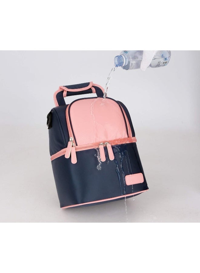 Meichoon Meichoon Breast Milk Baby Bottle Cooler Bag/Waterproof Baby Milk Bag Freezer/Mommy Travel Backpack/Portable Thermal Insulated Lunch Box for Women Men Large Capacity Handbag XC01 Navy  - Image 5