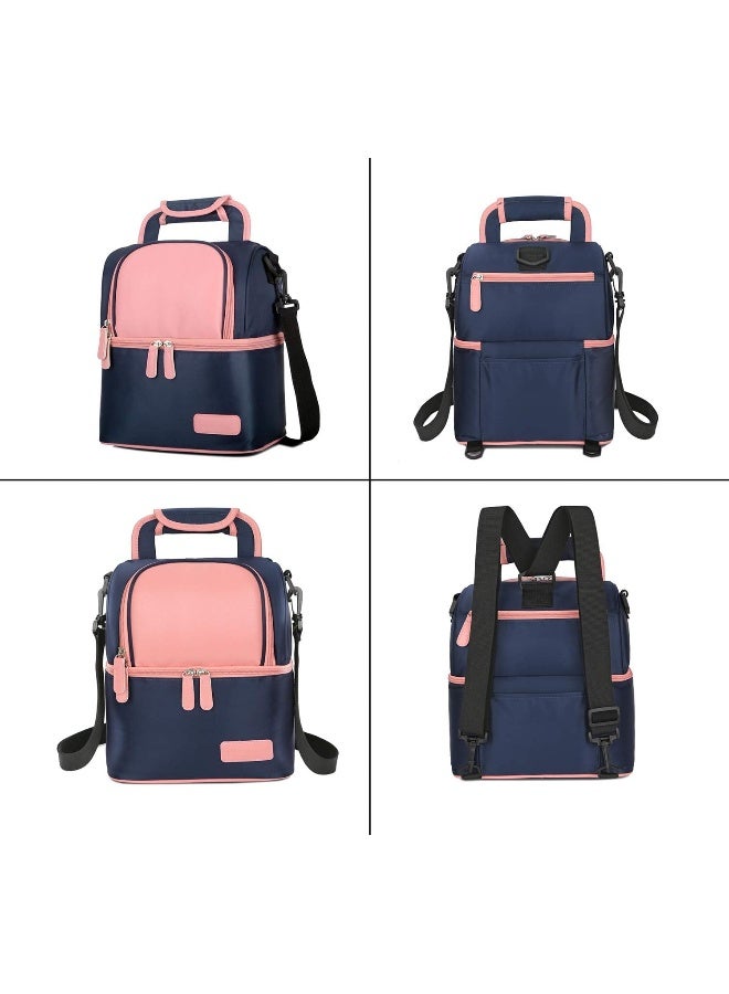 Meichoon Meichoon Breast Milk Baby Bottle Cooler Bag/Waterproof Baby Milk Bag Freezer/Mommy Travel Backpack/Portable Thermal Insulated Lunch Box for Women Men Large Capacity Handbag XC01 Navy  - Image 3