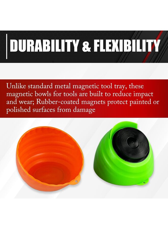 2-Piece Magnetic Nut Cup, Nuts and Bolts Organizer Set, 6 Inch Cup Diameter, Holds up to 5 lbs, Magnetic Bowls For Holding Nuts and Bolts, Small Parts, Pins, Tools - Image 1