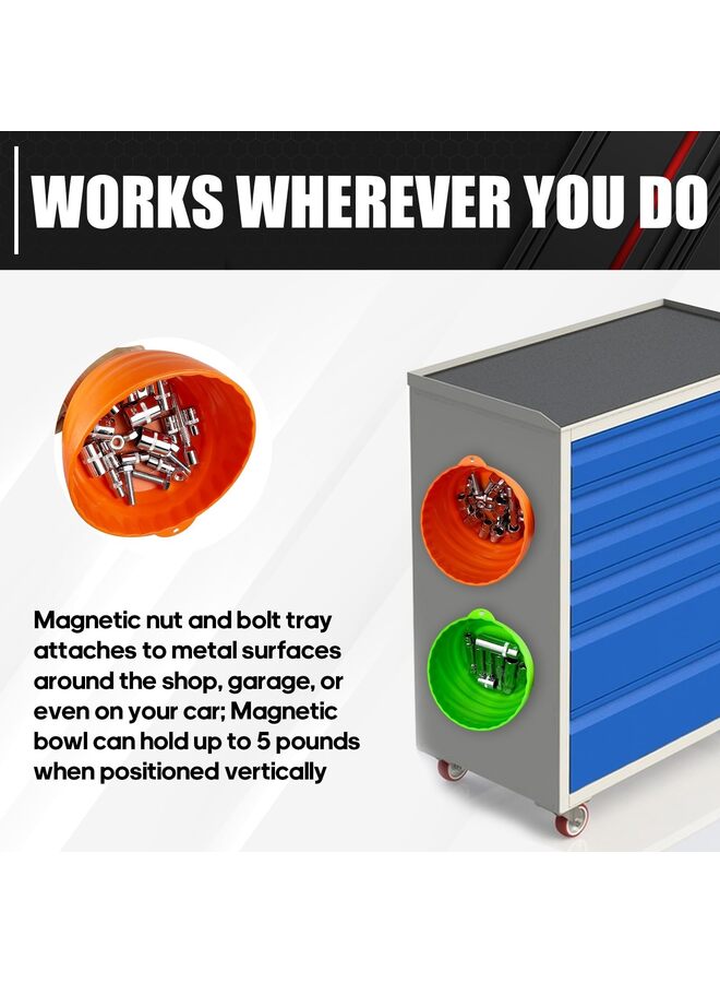 2-Piece Magnetic Nut Cup, Nuts and Bolts Organizer Set, 6 Inch Cup Diameter, Holds up to 5 lbs, Magnetic Bowls For Holding Nuts and Bolts, Small Parts, Pins, Tools - Image 2