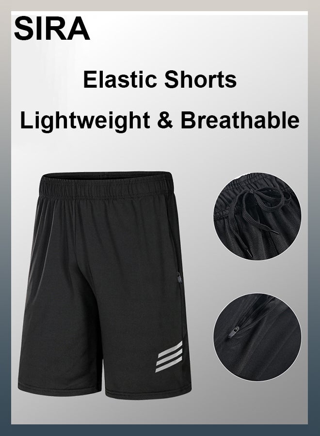 SIRA Men's 4-Piece Workout Sets - Quick Dry Gym Clothes, High Breathability & Moisture Wicking, Reflective Stripe for Running/Basketball/Outdoor Sports, Lightweight & Stretch Fit - Image 4