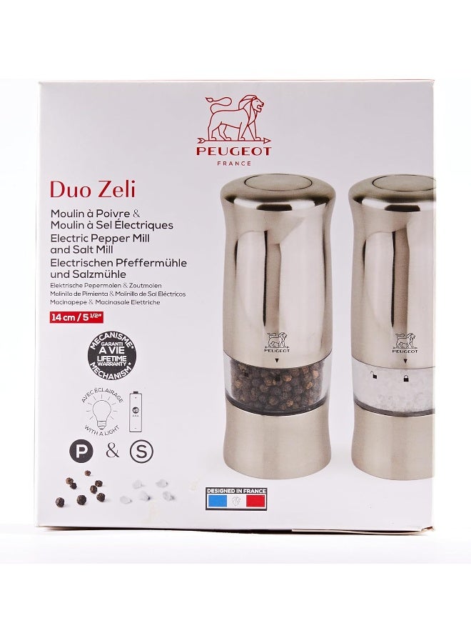 PEUGEOT Peugeot Zeli Gift Set Pepper+Salt Mill 14cm Brushed Chrome  - Image 4
