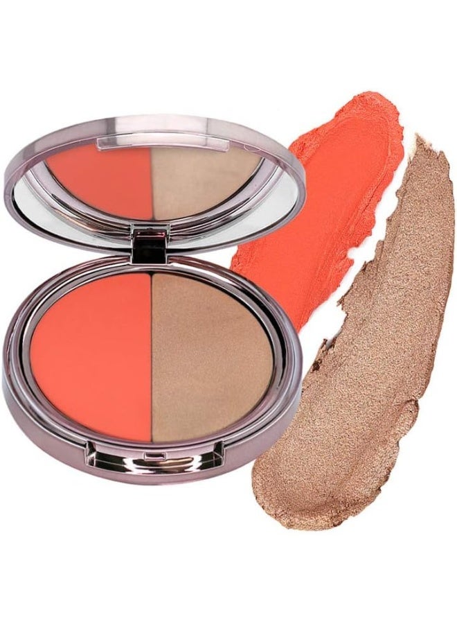 girlactik Usa. Cream Powder Blush & Cheek Tint Duo. Matte & Shimmer Finish. Lightweight, Pigmented, Buildable Coverage. -Glow Duo Blush, La Vie - Image 1