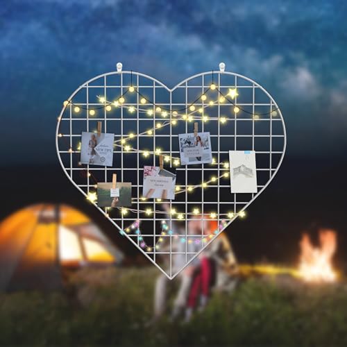 ECLENYES Grid Photo Wall Panels - 22.4"x20.4" Heart Shape Iron Rack Art Wire Board, Wall Grid Organizer, DIY Photo Frame for Home, Office, Kitchen, Bedroom, Christmas Gifts - White - Image 5