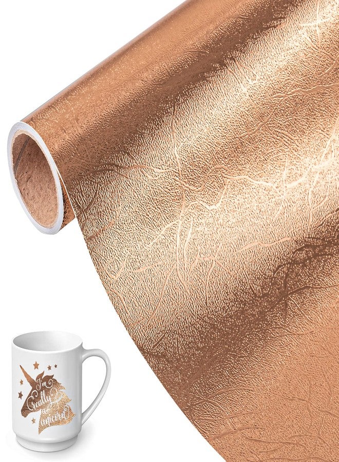 VINYL FROG Tree Texture Adhesive Vinyl Roll, 12" x6ft Rose Gold, Permanent Craft Vinyl, Metallic Foil Sticker for Crafts, Home Decor - Image 1