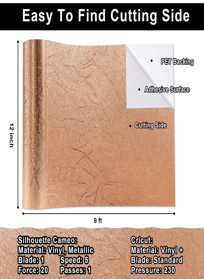 VINYL FROG Tree Texture Adhesive Vinyl Roll, 12" x6ft Rose Gold, Permanent Craft Vinyl, Metallic Foil Sticker for Crafts, Home Decor - Image 2