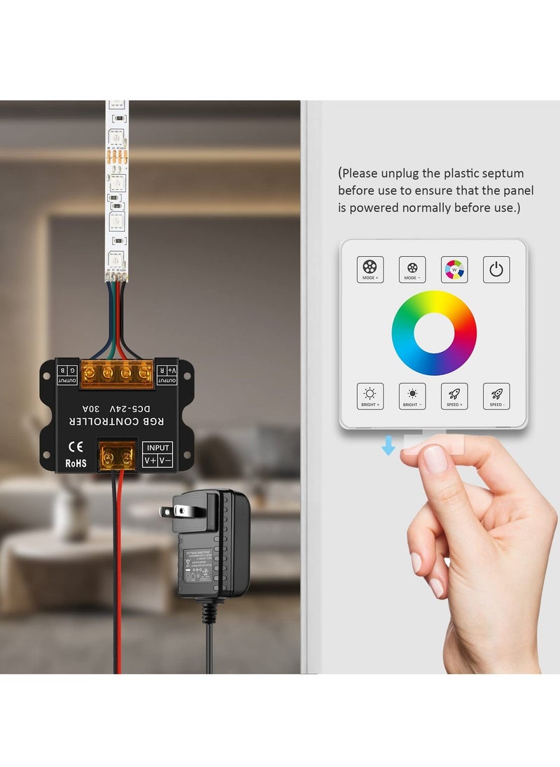 Generic - Wireless RF LED Wall Controller - Smart Touch Panel with RGB Dimmer, Compatible with DC 5-24V 30A 3528 2835 5050 RGB LED Strips - Sensitive Touch Control, Wall Mounted - Image 1