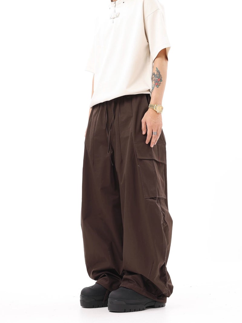 Btsg American Retro Foot-Binding Hiphop Khaki Cargo Pants Hip-Hop Wide-Leg Floor-Mopping Paratrooper Casual Trendy Pants - Image 3