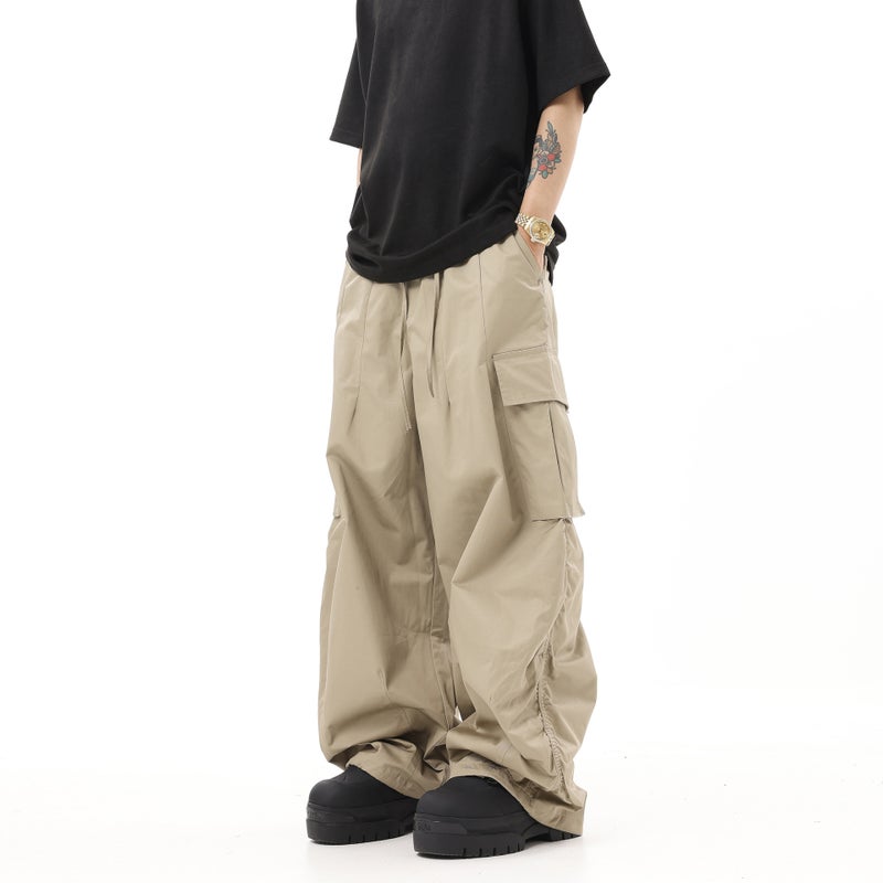 Btsg American Retro Foot-Binding Hiphop Khaki Cargo Pants Hip-Hop Wide-Leg Floor-Mopping Paratrooper Casual Trendy Pants - Image 1
