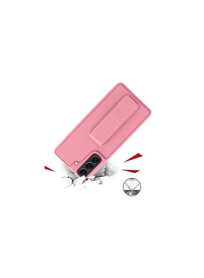 S-TOP Protective Case With Magnetic Cover And Wristband For Carrying Compatible With Samsung Galaxy Mobile / S21 FE (Pink Color) - Image 2