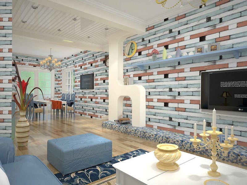 Wollzo Self-Adhesive Wallpaper 45cm x 500cm|Multicolor Brick DIY Stickers|3D Wallpaper for Walls|Wall Paper for Living Room|Wall Stickers for Home Decor|Wallpaper for Walls Sticker|Wall Decor - Image 2