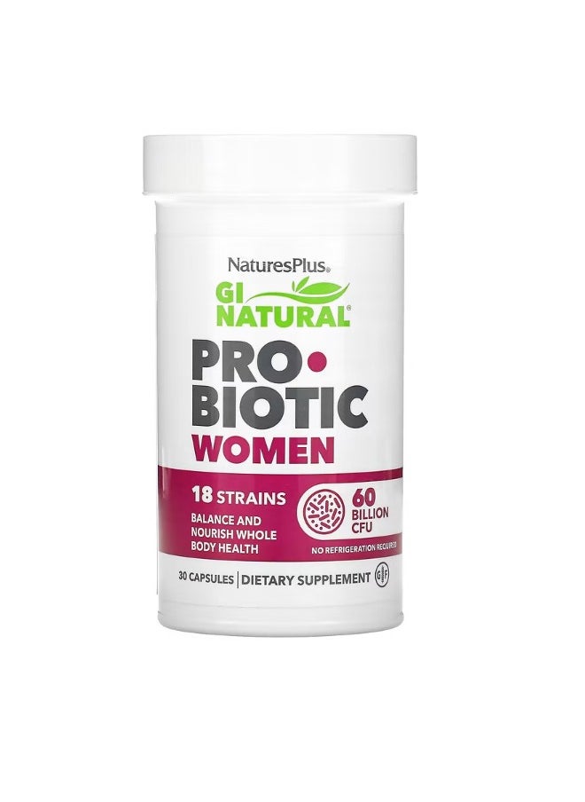 NaturesPlus GI Natural Probiotic Women 60 Billion CFU 30 Capsules  - Image 1