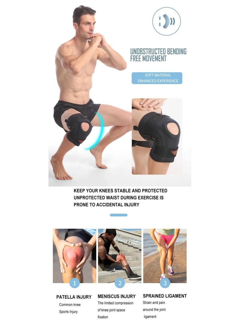 SYOSI Knee Brace, Knee Brace with Side Stabilizers, Open Patella Knee Support for Arthritis, Joint Pain, Meniscus Tear. Sports Knee Pads for Men Women Running, Basketball, Working Out, Volleyball  - Image 3