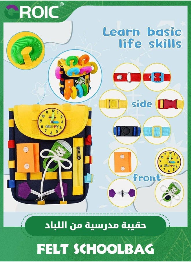 GROIC Busy Board Montessori Toys,Educational Activity Sensory Board Preschool Learning Toys,Preschool Busy Book for Toddlers,Felt board,Felt BackPack  - Image 2