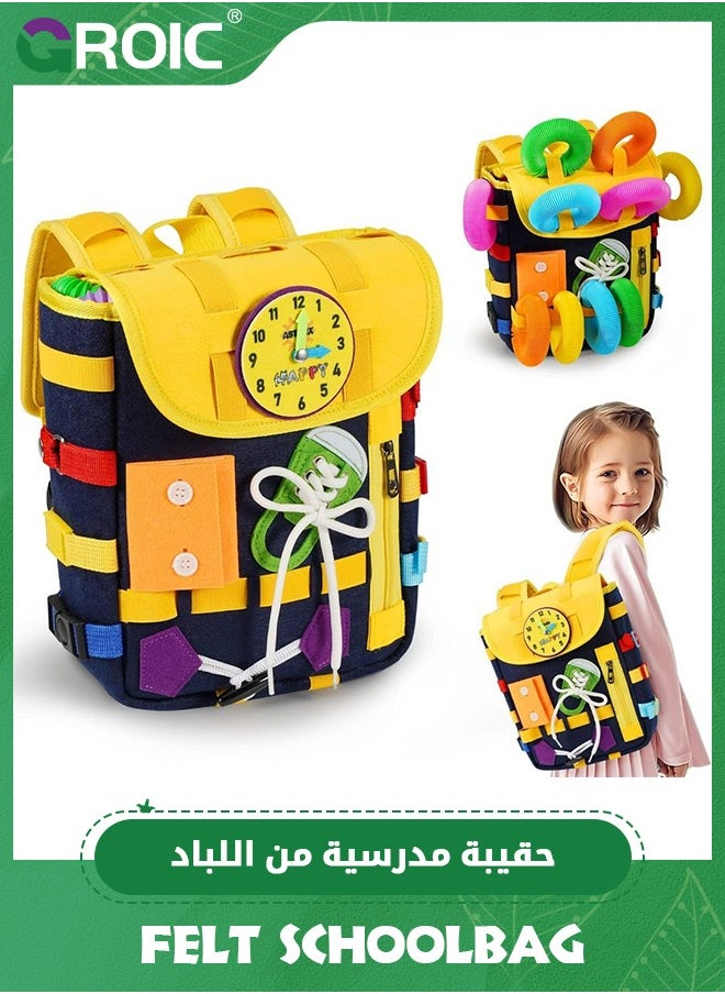GROIC Busy Board Montessori Toys,Educational Activity Sensory Board Preschool Learning Toys,Preschool Busy Book for Toddlers,Felt board,Felt BackPack  - Image 1