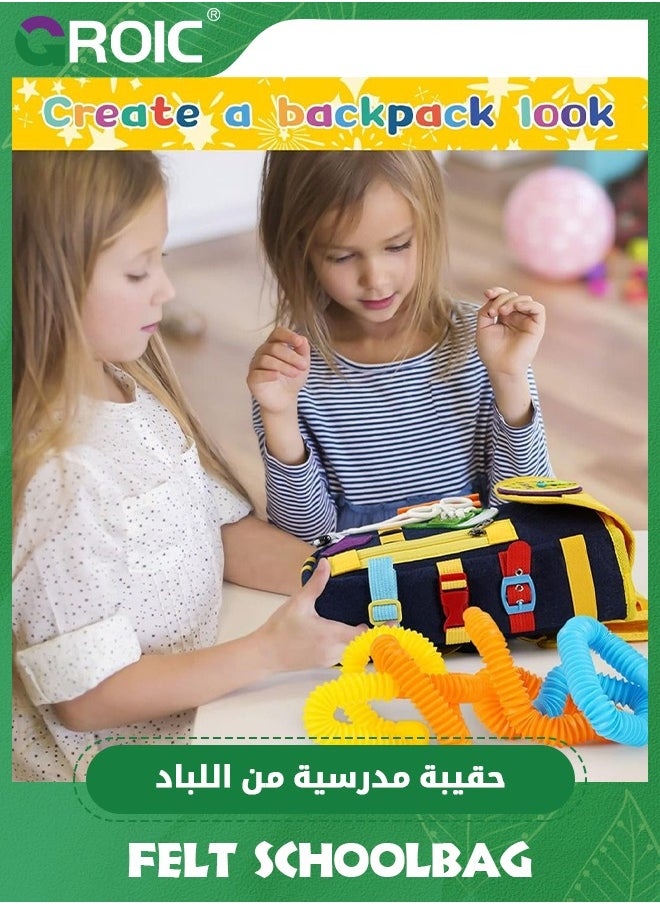 GROIC Busy Board Montessori Toys,Educational Activity Sensory Board Preschool Learning Toys,Preschool Busy Book for Toddlers,Felt board,Felt BackPack  - Image 5