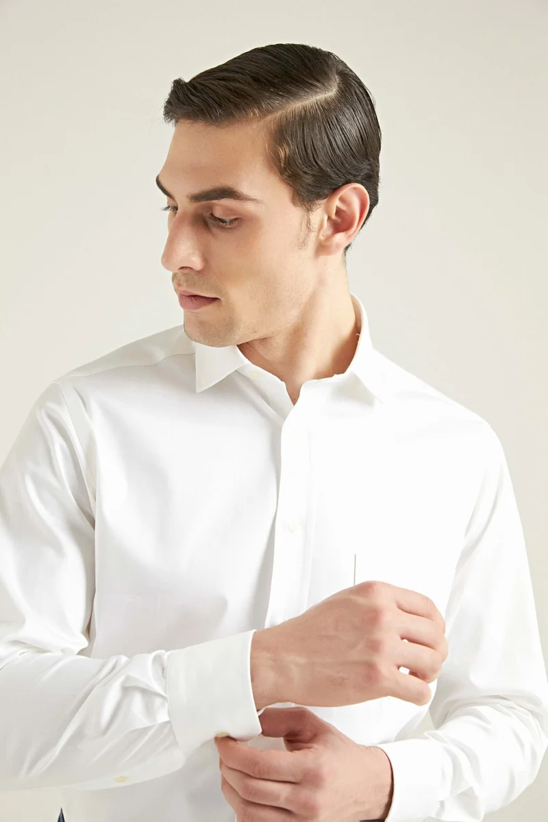 D'S DAMAT Ds Damat Regular Fit White Plain Shirt
