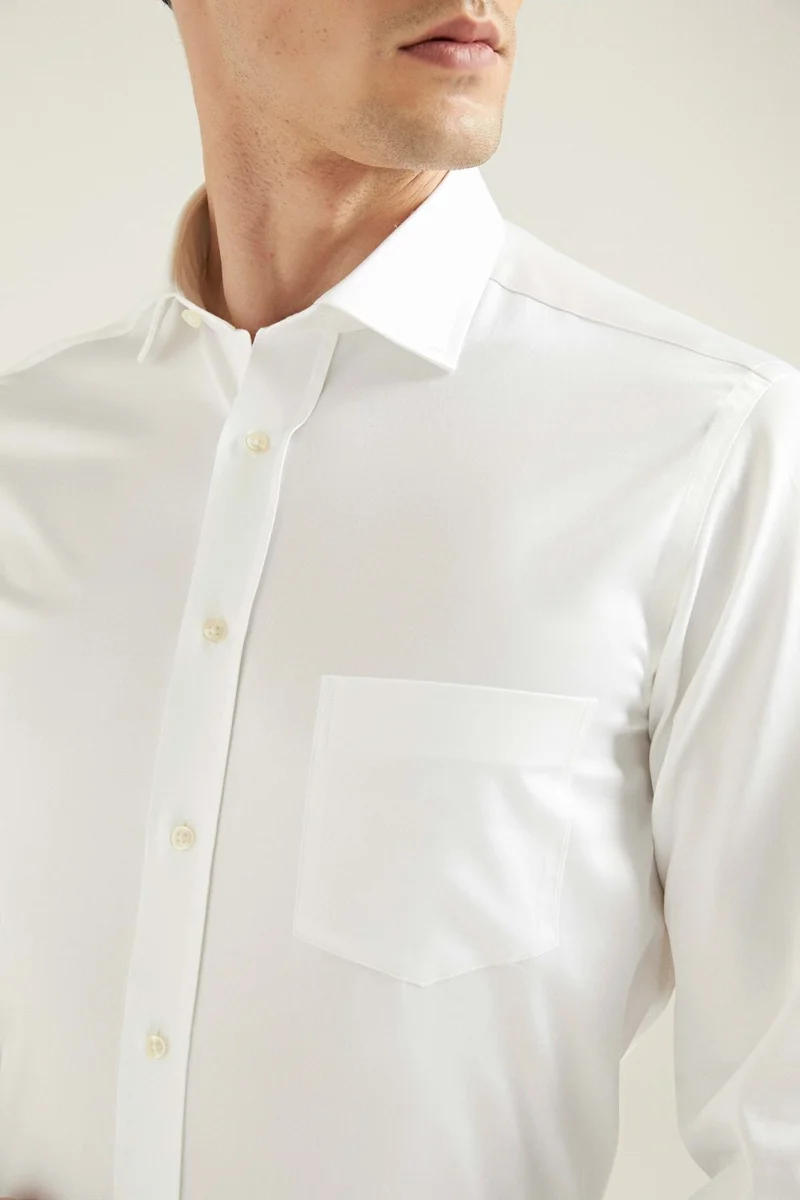D'S DAMAT Ds Damat Regular Fit White Plain Shirt