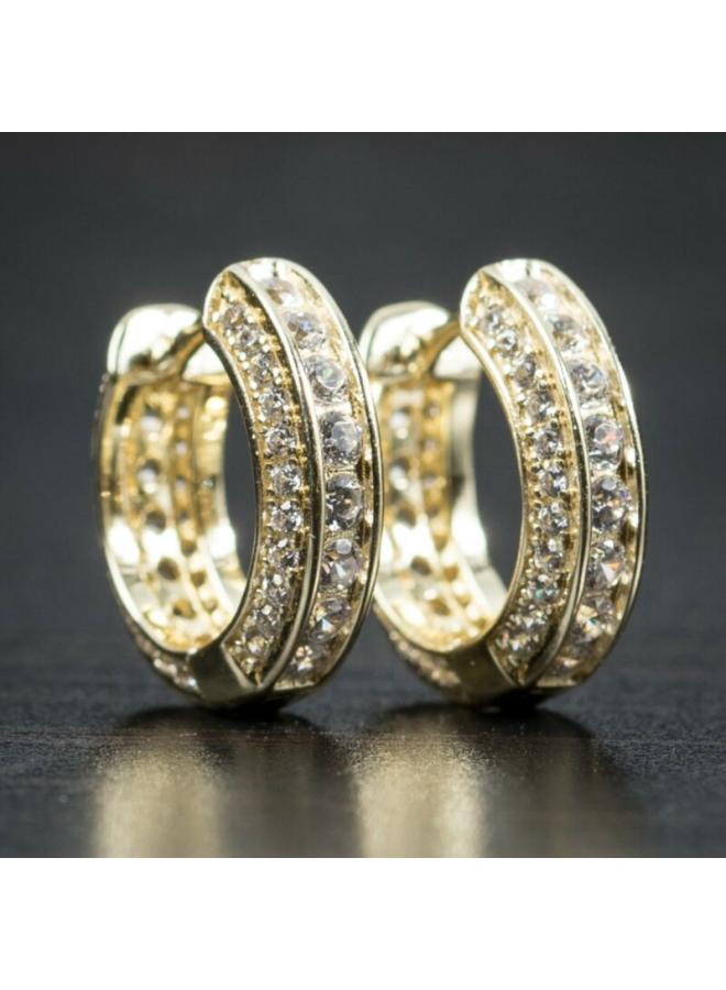Cao Shi Couple's Earrings Full Of Zircon Gold Men's Ear Buckle Korean Unisex Earrings Hot
