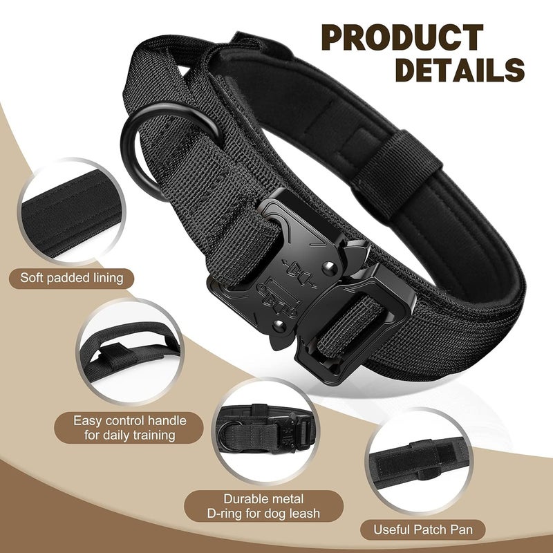 FYA Tactical Dog Collar And Leash Set, Military Dog Collar, Adjustable Training Nylon Dog Collar With Control Handle And Heavy Metal Buckle For Medium And Large Dogs Daily Training And Walks,54 Cm - Image 3