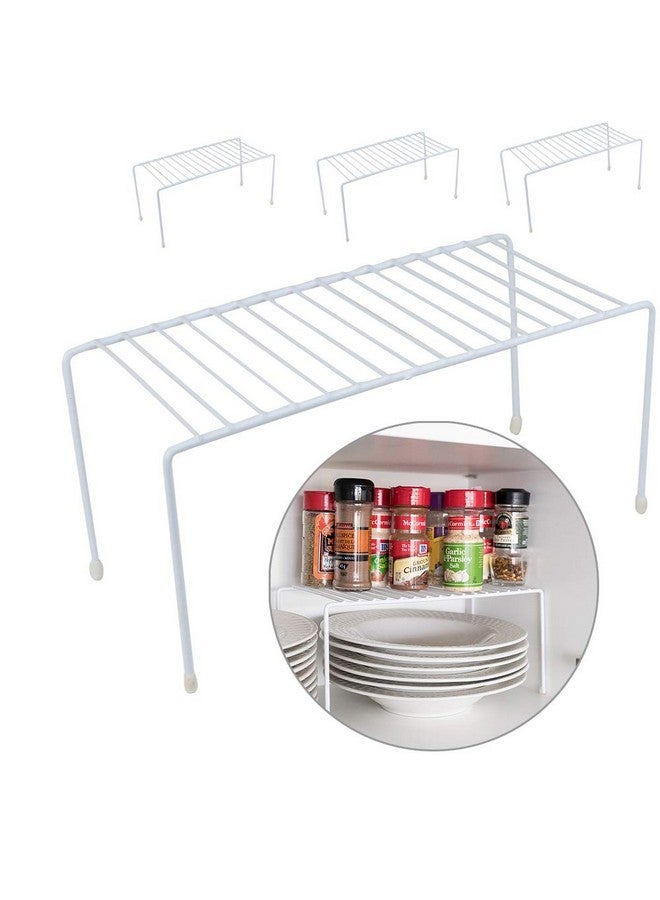 Evelots Kitchen Cabinet Wire Shelf Organizer/Rack - 4 Pack Sturdy Metal Shelf Risers - Double Your Counter Space - Great for Kitchen, Freezer, Pantry and Bathroom - Rustproof - White - Image 1