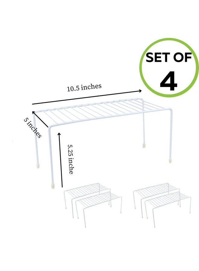 Evelots Kitchen Cabinet Wire Shelf Organizer/Rack - 4 Pack Sturdy Metal Shelf Risers - Double Your Counter Space - Great for Kitchen, Freezer, Pantry and Bathroom - Rustproof - White - Image 2