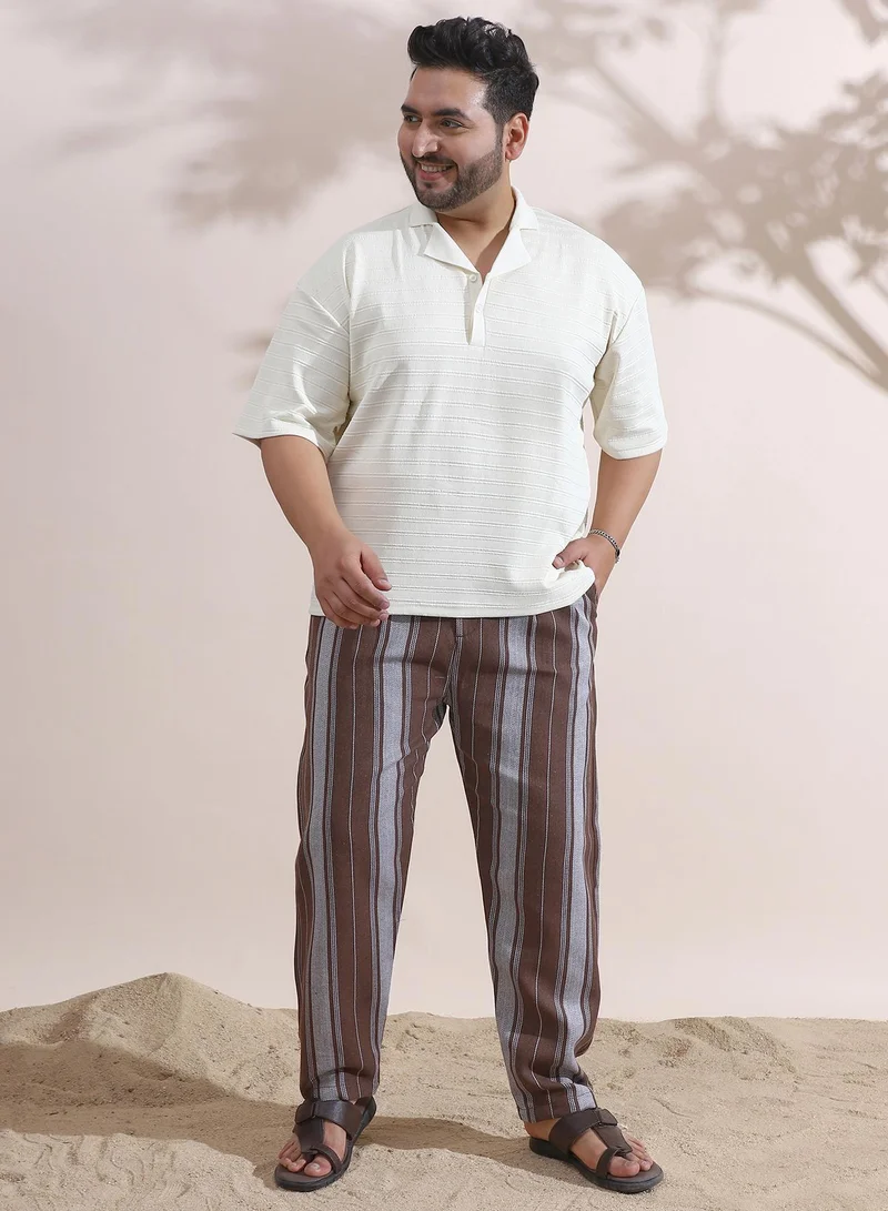 Instafab Plus  Men's Cream White Coil-Tactile Cuban Polo T-Shirt for Men | Best Price UAE