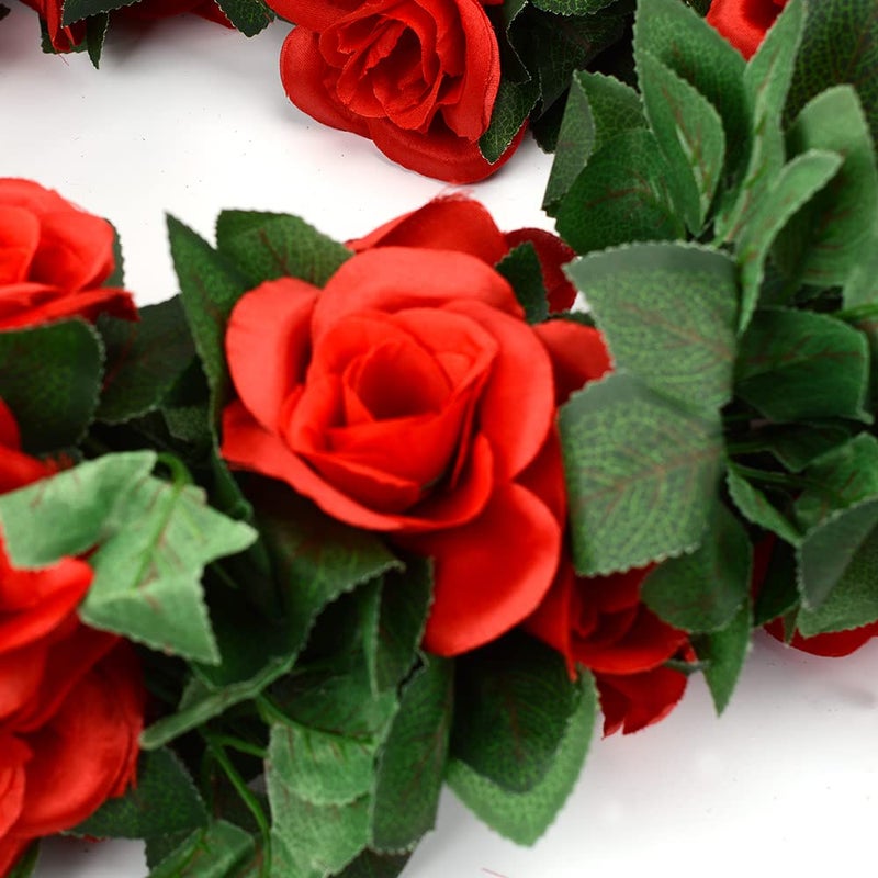 Antspirit 5pack Flower Garland Artificial Fake Rose Garland Vine Artificial Flowers for Decoration Floral Garlands Decor-Total 41 Ft (Red) - Image 5