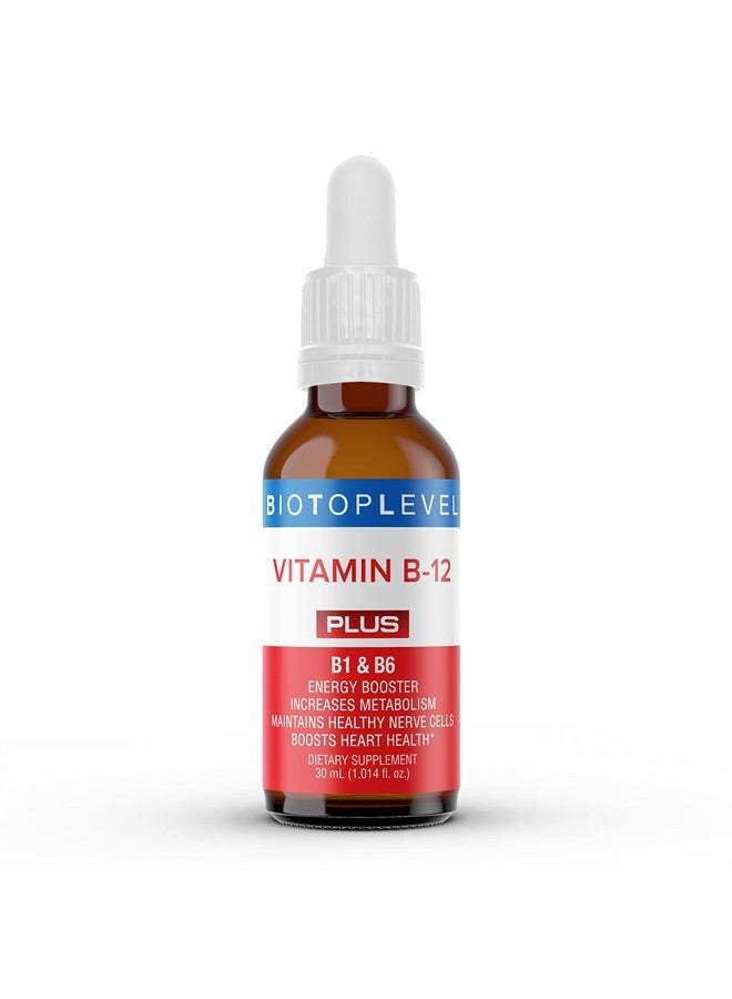 BIOTOPLEVEL Vitamin B12 Liquid Sublingual Drops Plus B1-B6 in Fastest Absorption Way. Best Formula to Support Brain Cells & Nerve Tissue, Enhance Red Blood Cell Function, Increase Energy & Metabolism - Image 1