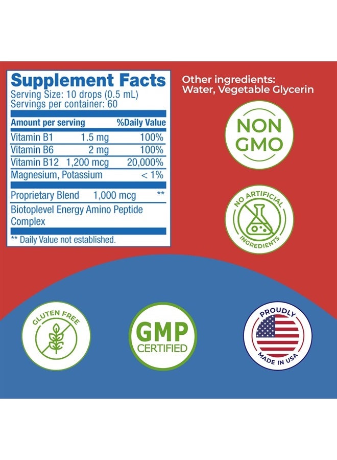 BIOTOPLEVEL Vitamin B12 Liquid Sublingual Drops Plus B1-B6 in Fastest Absorption Way. Best Formula to Support Brain Cells & Nerve Tissue, Enhance Red Blood Cell Function, Increase Energy & Metabolism - Image 3