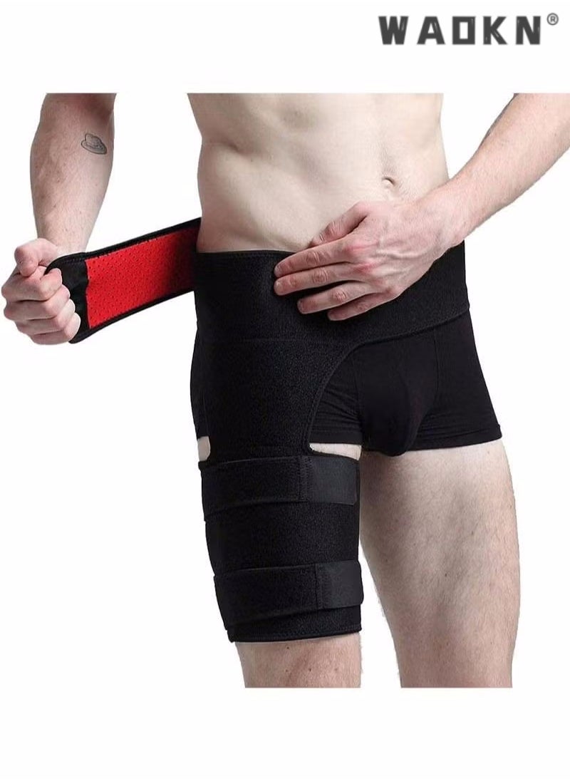 WAOKN Men and Women Adjustable Hip Groin Stabilizer and Hip Brace for Sciatica uncomfortable Relief, Thigh Leg Compression Support Wrap Sleeve for, Hip Joint uncomfortable, Quad Hamstring Joints Recovery  - Image 1