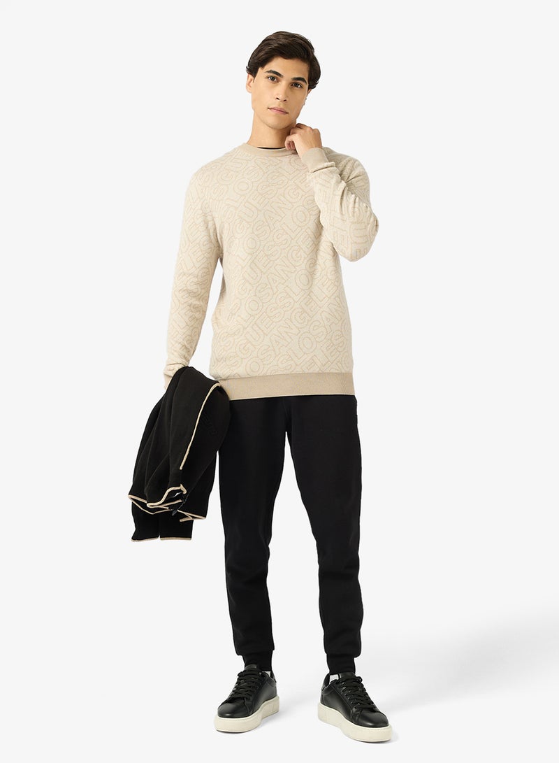 جس كنزة جيرود بياقة دائرية منسوجة بنقوش - Image 4