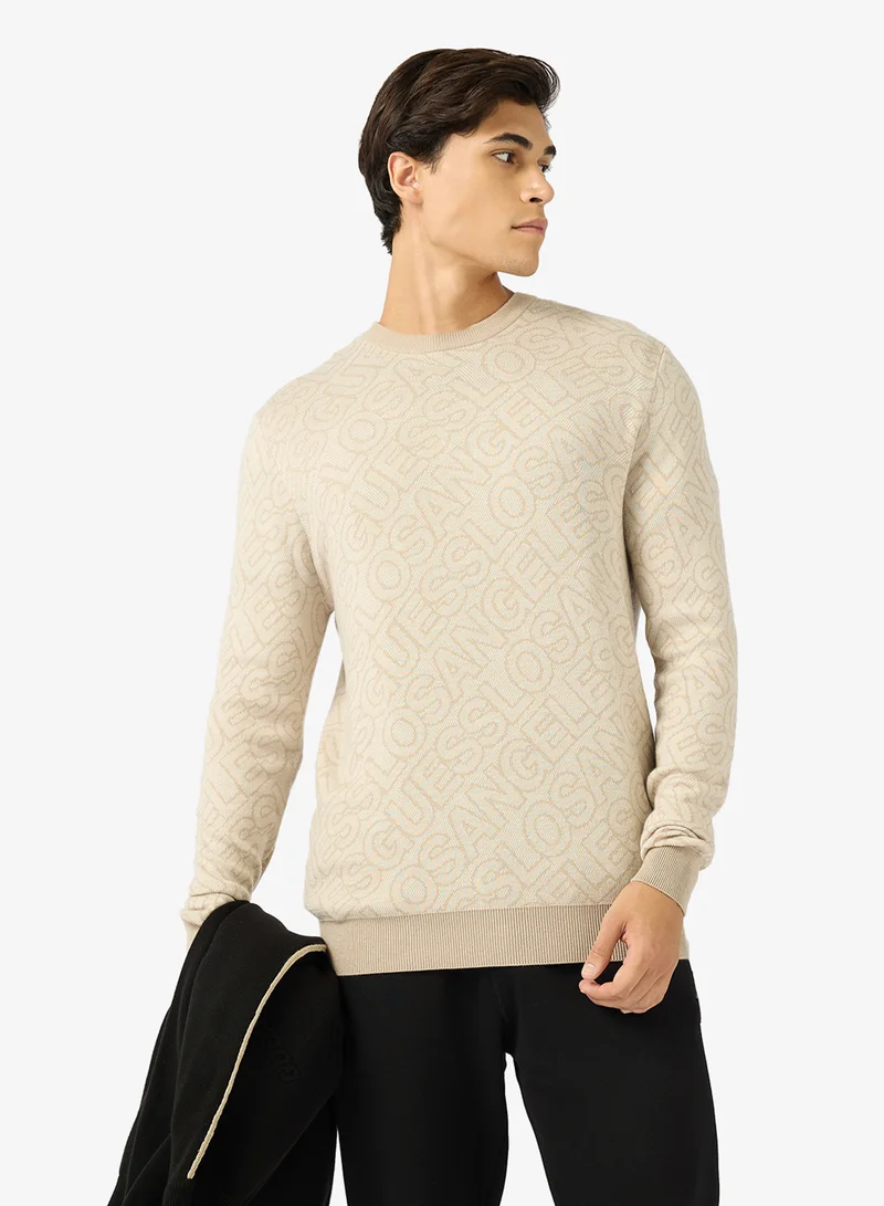 GUESS Jarrod Crew Neck Jacquard Sweater