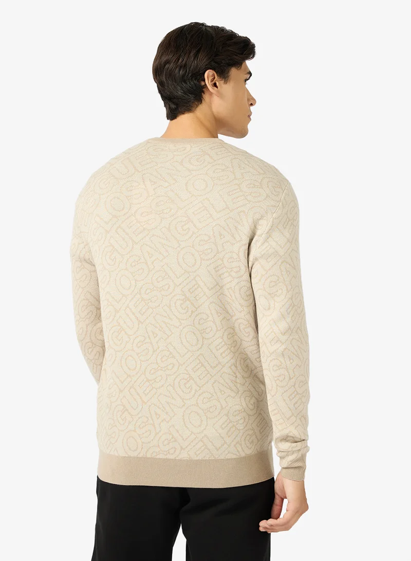 GUESS Jarrod Crew Neck Jacquard Sweater