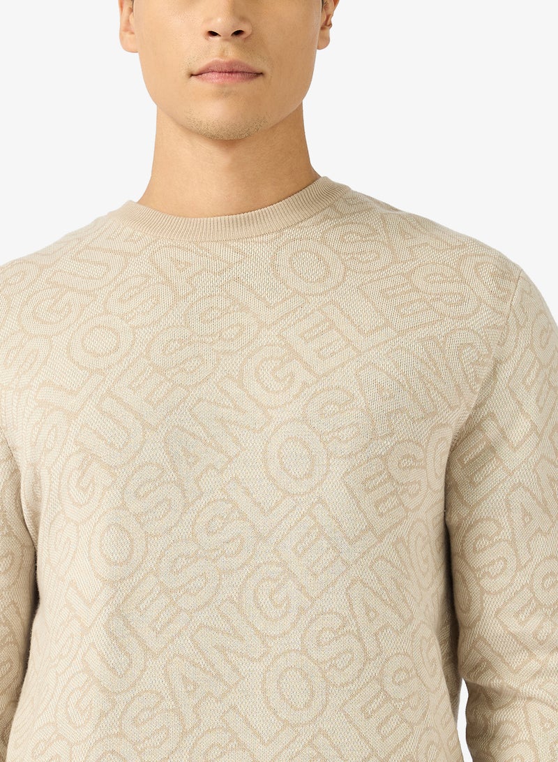 جس كنزة جيرود بياقة دائرية منسوجة بنقوش - Image 3