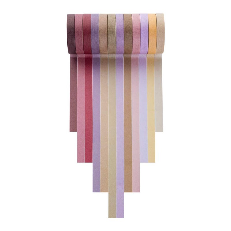 YUBBAEX 12 Rolls Washi Tape Set Natural Color Decorative Tapes for Arts, DIY Crafts, Journals, Planners, Scrapbook, Wrapping Wide -Salty Morandi- (Morandi, 8mm x 12Rolls) - Image 4