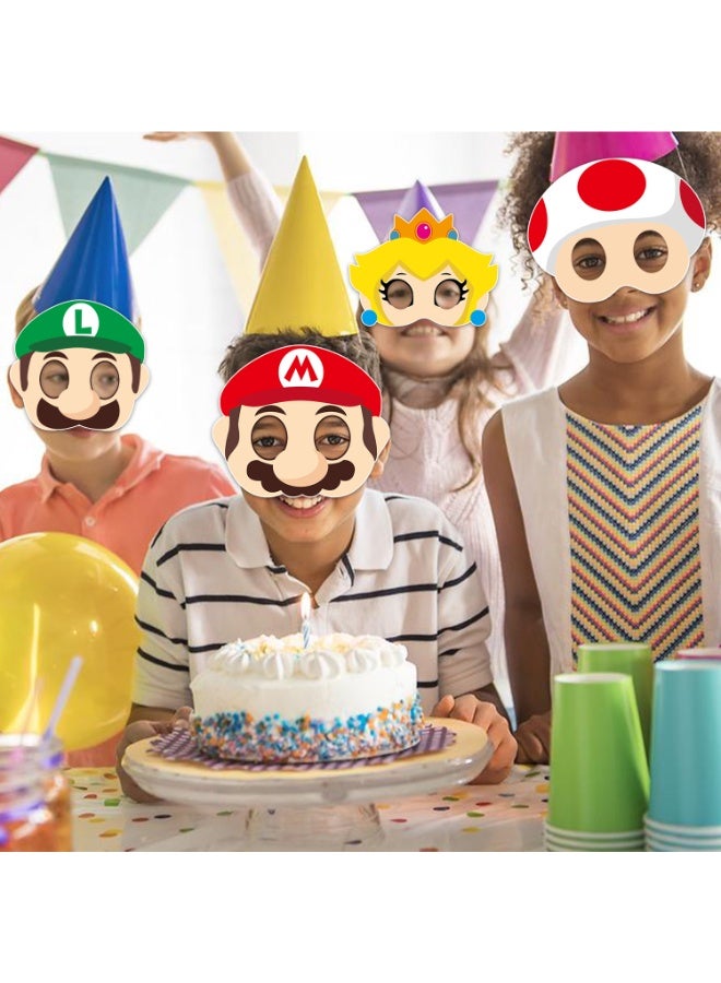 Super Mario Mario Paper Masks for Kids Party – 6pcs Super Mario Hero Masks for Birthday Party Favors, Dress-Up, Photo Booth Props, Classroom Events & Cartoon-Themed Celebrations for Mario Party Decorations - Image 4