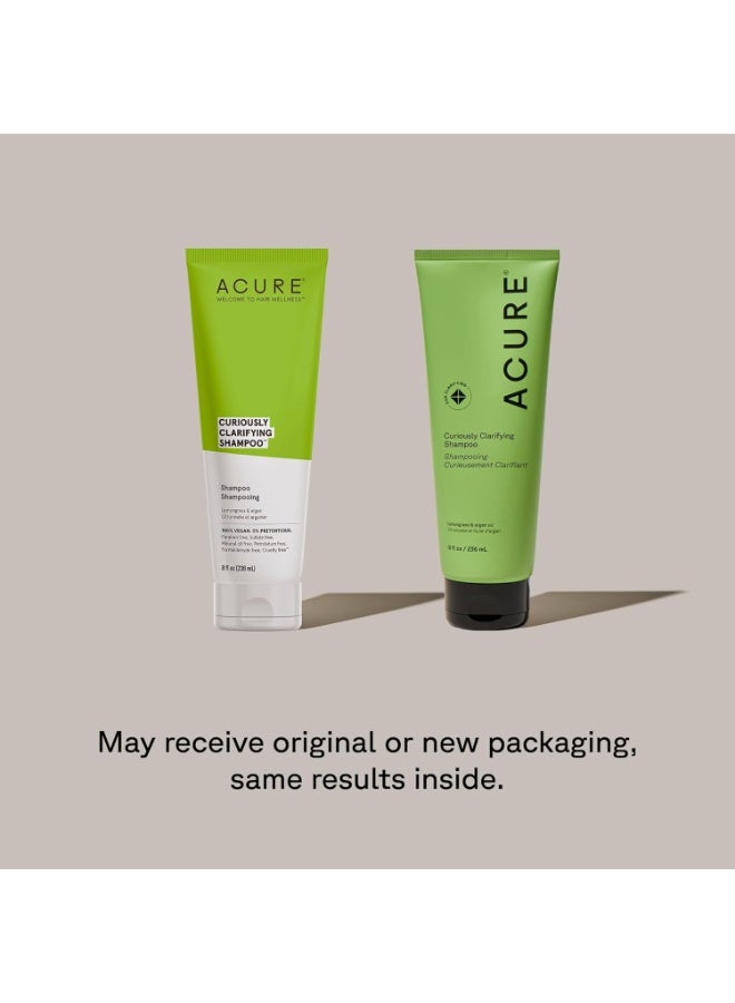 Acure شامبو ACURE Curiously Clarifying - 8 أونصة سائلة - العناية بالشعر التي تعمل على تحسين الأداء، ينظف بلطف ويزيل التراكم ويعزز اللمعان ويجدد الرطوبة - عشبة الليمون والأرغان، نباتي بنسبة 100% - Image 2