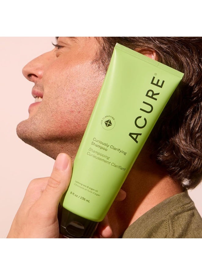 Acure شامبو ACURE Curiously Clarifying - 8 أونصة سائلة - العناية بالشعر التي تعمل على تحسين الأداء، ينظف بلطف ويزيل التراكم ويعزز اللمعان ويجدد الرطوبة - عشبة الليمون والأرغان، نباتي بنسبة 100% - Image 3