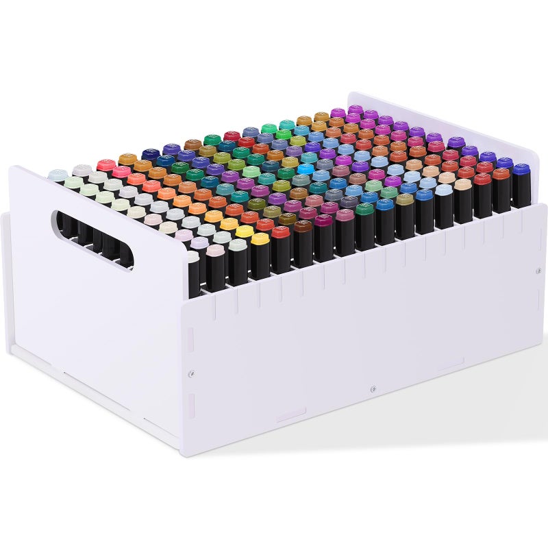 Sunnychicc Sunnychicc Marker Pen Organizer Holder Art Marker Storage Rack for Colored Pens Pencils Brushes Adjustable Craft Art Supply Storage for Desk Organizer 15 Inch204 Slots Style