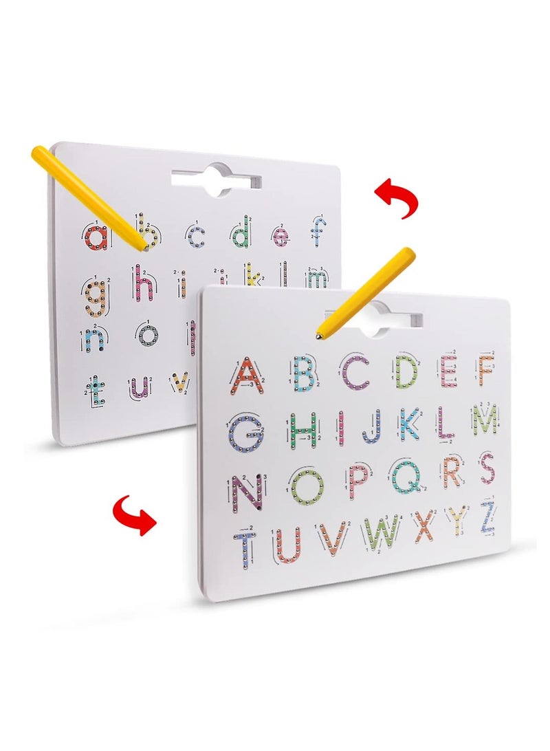 SYOSI Magnetic Letters Practicing Board,Tracing ABC Alphabet Magnet Drawing Board, Educational Preschool Practice Learning to Write Toys Montessori Uppercase & Lowercase Gift for Kids Toddlers 1 2 3 - Image 1