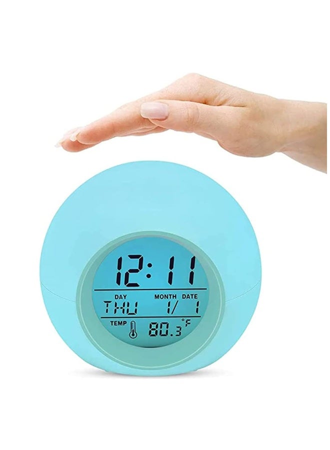Kids Alarm Clock, Digital Alarm Clock with Rechargeable, 7 Color Changing Night Light, Snooze, Touch Control, Temperature for Children Bedroom, Digital Clock for Boys and Girls - Image 1