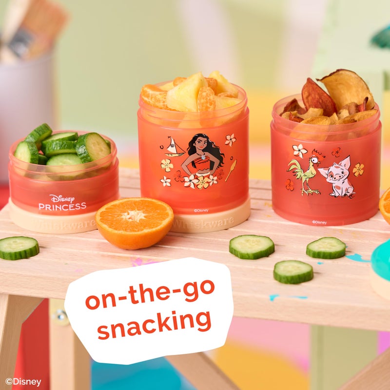 Whiskware (Moana) DiSNEY PRINCESS Whiskware Stackable Snack Pack - 3 Jar + Handle - Blue/Orange/Pink - Image 4