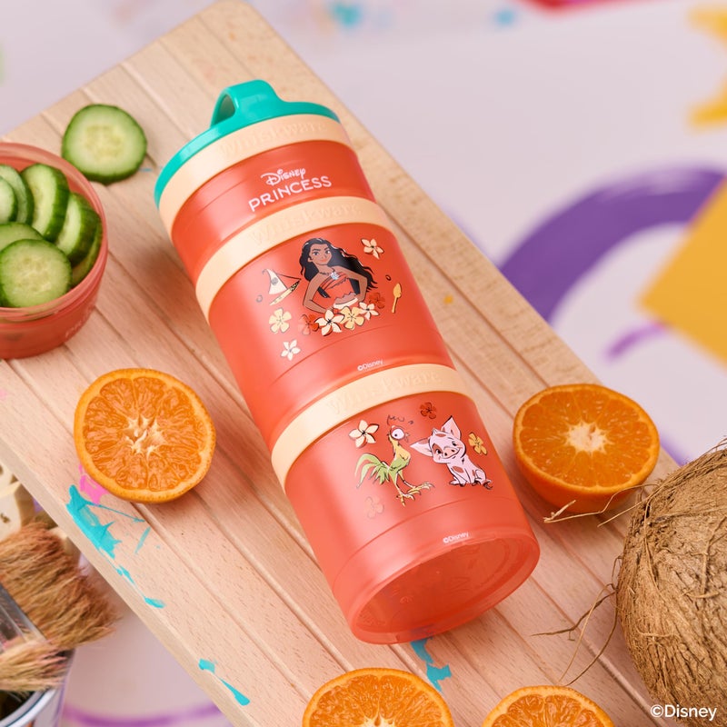 Whiskware (Moana) DiSNEY PRINCESS Whiskware Stackable Snack Pack - 3 Jar + Handle - Blue/Orange/Pink - Image 5