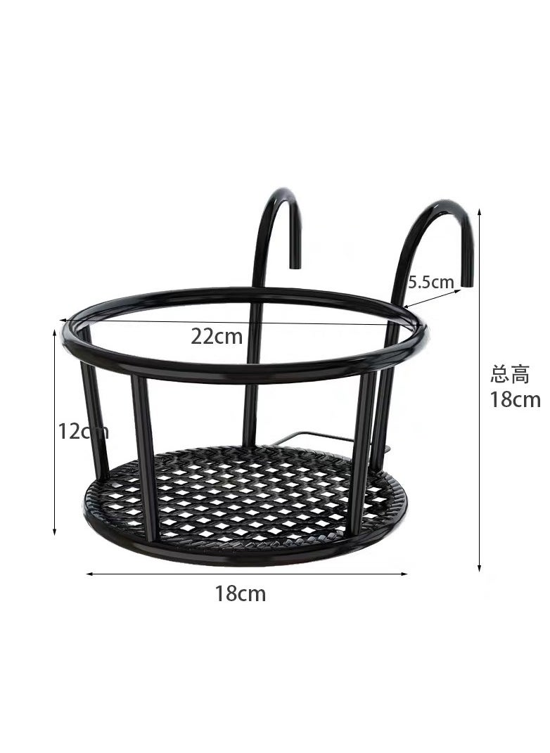 Planter Holder Stand Hanging Flower Pot Stand Outdoor Iron Flower Rack Balcony Pots (Black)