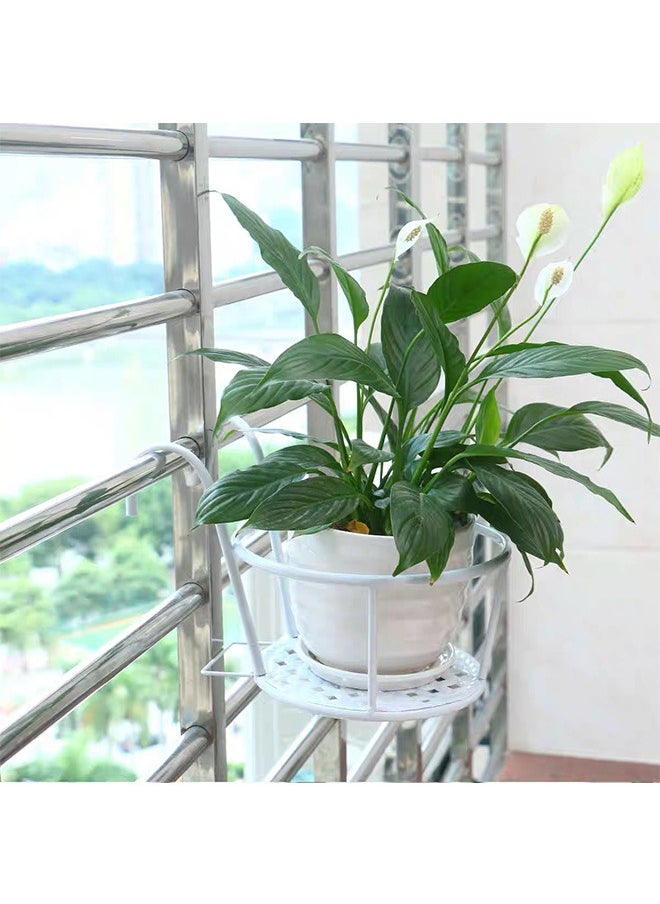 Planter Holder Stand Hanging Flower Pot Stand Outdoor Iron Flower Rack Balcony Pots (Black)