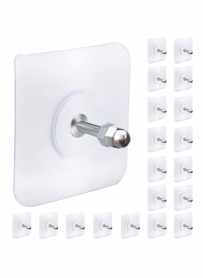 Excefore Adhesive Hooks Heavy Duty, Wall Hooks for Hanging,Wall Hangers without Nails,2 in 1 Screw Free Sticker for Wall Mount Shelf,Waterproof Rustproof (16mm)20 PCS  - Image 1