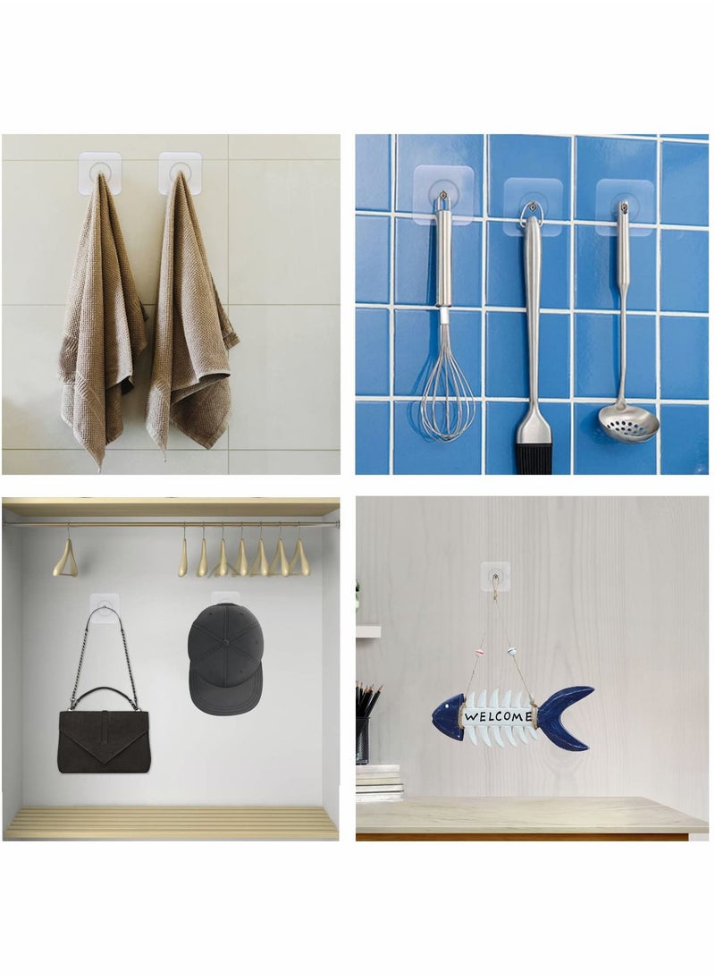 Excefore Adhesive Hooks Heavy Duty, Wall Hooks for Hanging,Wall Hangers without Nails,2 in 1 Screw Free Sticker for Wall Mount Shelf,Waterproof Rustproof (16mm)20 PCS  - Image 2