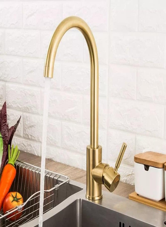 B Backline SUS 304 Kitchen Sink Mixer Tap | Hot & Cold Water Faucet for Kitchen | Single Lever 360° Swivel Spout | High Arc Sink Tap (Gold) (5 Years warrenty) - Image 1